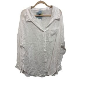 Shade & Shore Women's Large White Cotton Gauze Button Down Swim Cover Up NWT